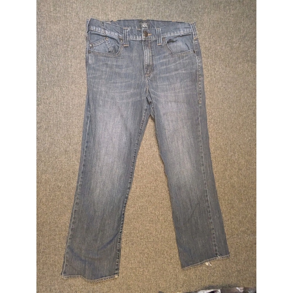 Rock & Republic Stinger Jeans Mens 36x32 Blue Medium Wash Straight Embroidered